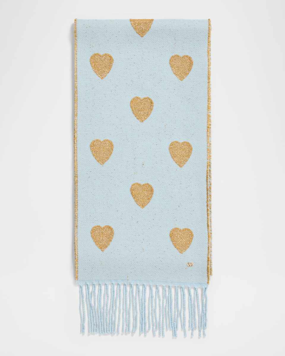 Metallic Heart Wool Scarf